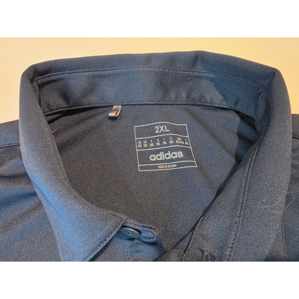 Adidas Mens Performance Polo Shirt Navy Blue Geometric Stripe IX2012 2XL - Picture 3 of 9